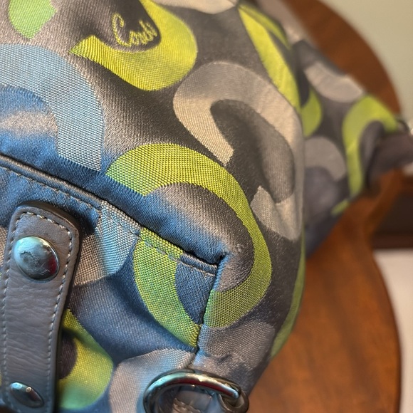 Coach Vintage Ashley convertible shoulder bag satchel Gray/Green lime canvas - Picture 15 of 16